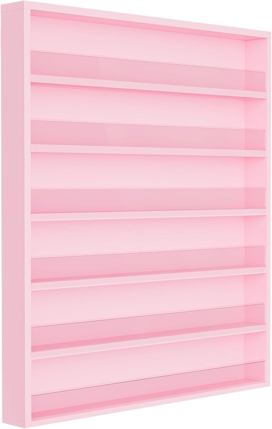 OmySalon 6 Layers Nail Polish Rack, Wall Mount Nail Polish Organizer w/Acrylic Baffle, Salon Display Rack for Home Spa & Nail Studio, Pink, 6-Tier Fully Assembled
