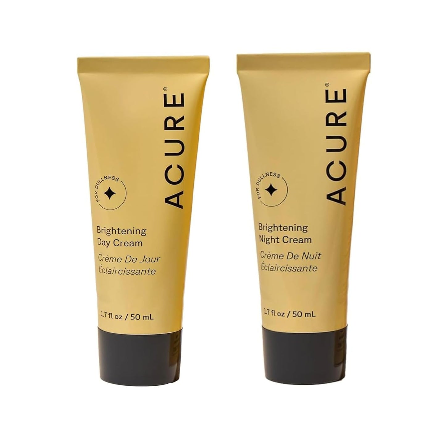 Acure Brightening Day & Night Cream Set - Daily Cica Cream & Night Face Cream for Women & Men with Argan Oil, Hydrate, Refresh, Tone & Brighten Skin, Cruelty Free, Vegan - 1.7 fl oz (2 Pack)