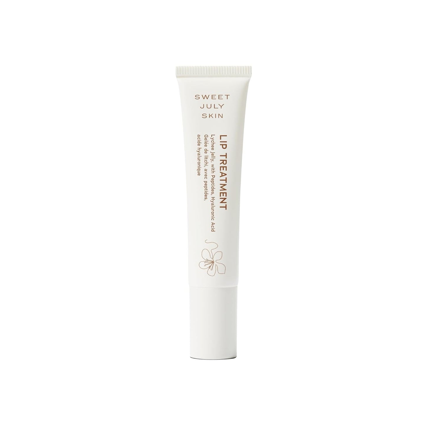 SWEET JULY SKIN Lip Treatment - Hydrating & Plumping Lip Balm with a Lip Peptide and Antioxidant Fruit Oils, Smooths & Softens, Vegan, Clean, 0.5 oz (Lychee)