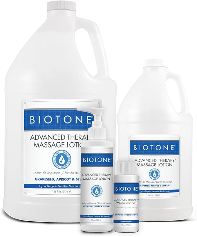 BIOTONE Advanced Therapy Massage Lotion, Hypoallergenic and Fragrance-Free, More Glide and Workability, Absorbs for a Non-Greasy Finish