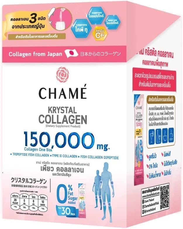 New Package !! Chame Krystal Japan Collagen 150000mg 30 sachets.