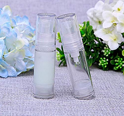 5ML Airless Pump Bottle-Empty Refillable Airless Vacuum Pump Cream Lotion Bottle Travel Bottles Toiletries Liquid Container for Cosmetic Make-up Pack of 6 (Transparent)