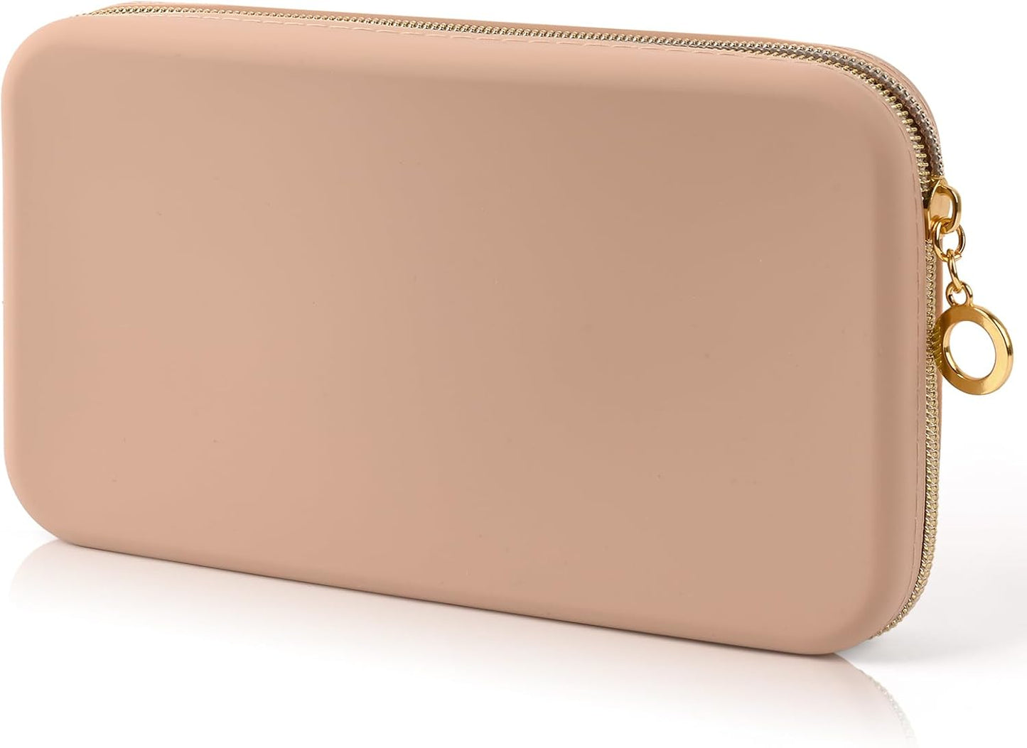 Sakolla Zipper Makeup Brushes Bag For Travel, Make Up Brushes Pouch Case for Makeup Tools, Large Silicone Makeup Brush Holder for Daily Work (Khaki)