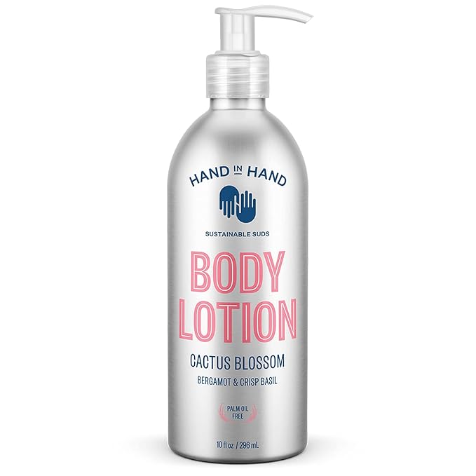 Hand in Hand Moisturizing Body Lotion, Dry Skin Lotion with Shea Butter, 10 Fl Oz, Bergamot & Crisp Basil, Cactus Blossom Scent, 2 Pack