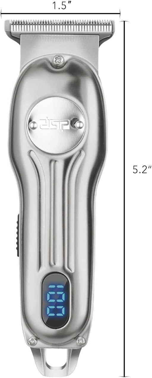 DSP Beard Trimmer for Men, Cordless Hair Clipper Shavers, Facial Hair Trimmer for Beard & Mustache Trimming, Professional Haircut Kit for Men Rechargeable LED Display (Silver)