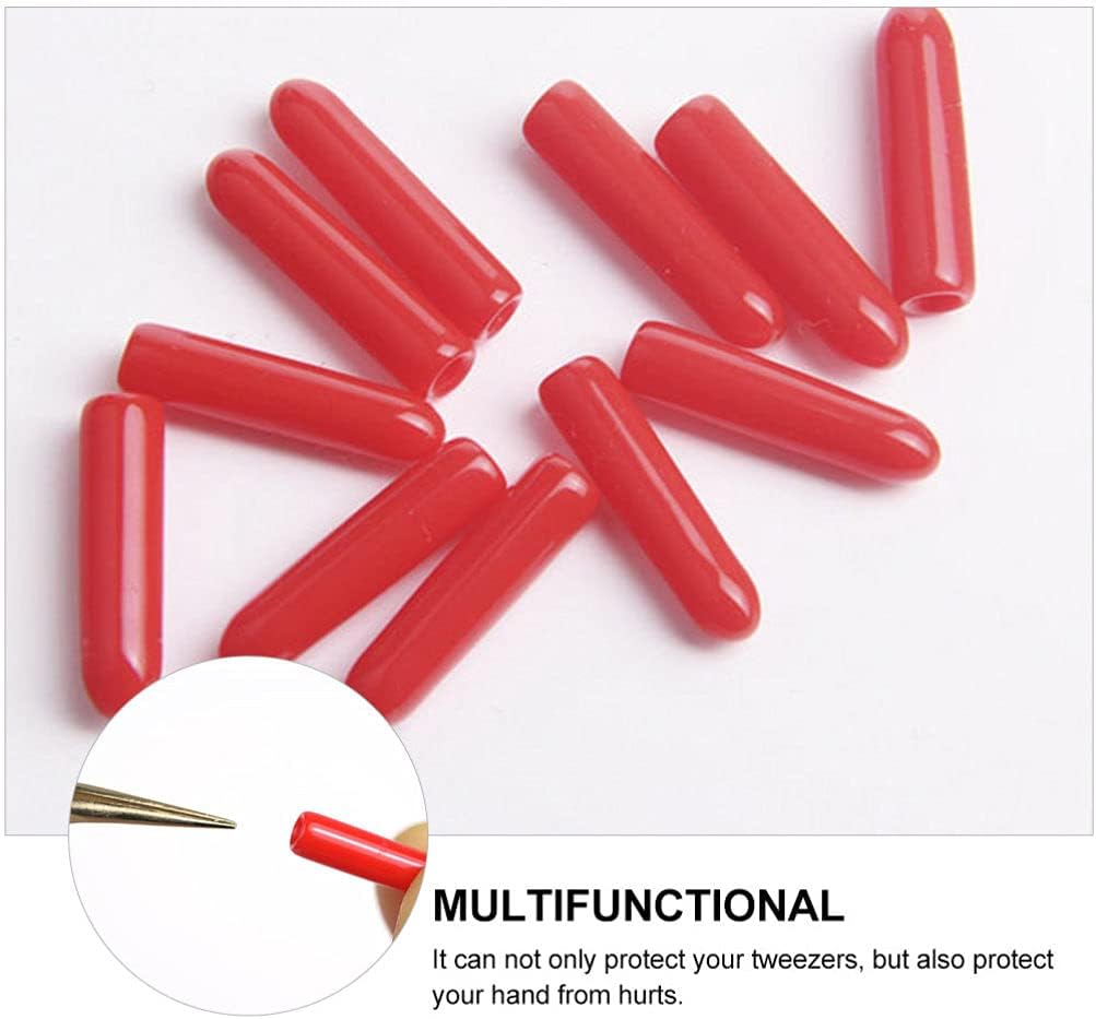 Lurrose Silicone Caps for Tweezers 100Pcs Protective Tip Guards Lash Extensions Cover Rubber Tweezer Tip Cap for Beauty Tools