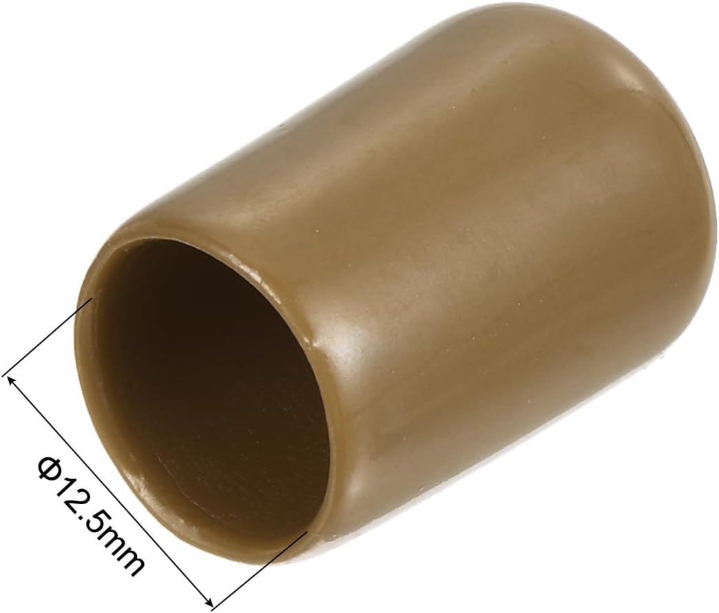 uxcell 50pcs Rubber End Caps 12.5mm(1/2 inch) ID Vinyl PVC Round Tube Bolt Cap Cover Screw Thread Protectors Light Brown