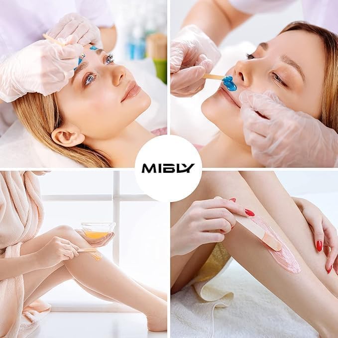 Mibly 4 Style 600 Pcs Assorted Wooden Wax Sticks for Body Legs Face Small Medium Large Sizes Eyebrow Waxing Applicator Spatulas for Hair Removal or Wood Popsicle Craft Sticks (Mix Sticks Pack of 600)