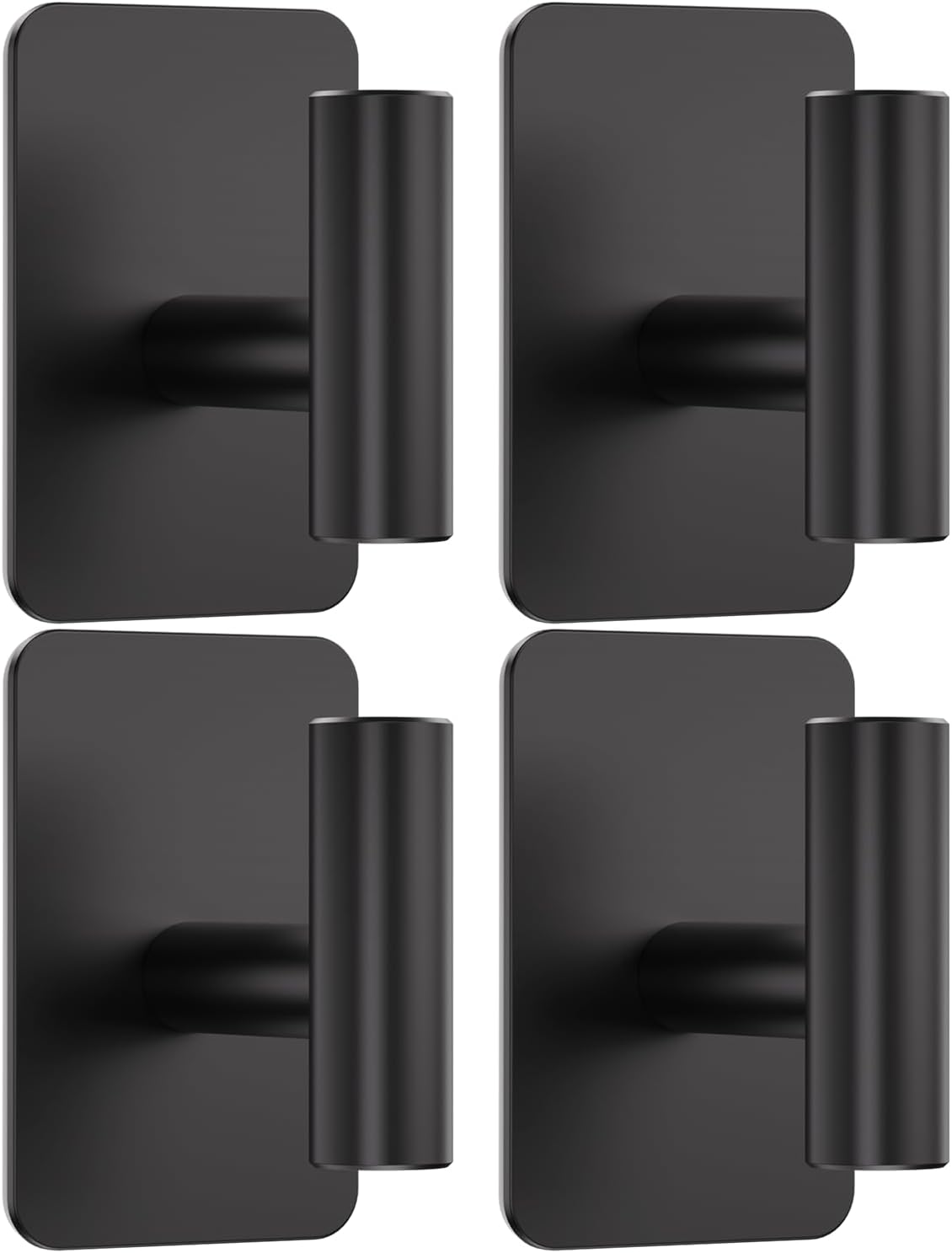 Heavy Duty Adhesive Hooks - 26lb Max, Sticky Wall Hooks Waterproof Stainless Steel for Hanging Towel, Coat, Robe, Towel Hooks Stick on Bathroom, Kitchen, Shower, Door (Black, 4 Pack)