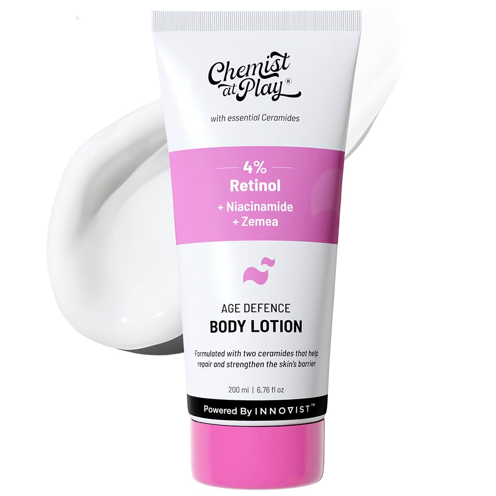 Chemist at Play Anti-Aging Body Lotion with 4% Retinol, Niacinamide & Zemea | Skin Brightening Lotion | Body Lotion for Dry & Oily Skin | Fights Visible Signs Of Aging | Nourshes Skin 7 fl oz.