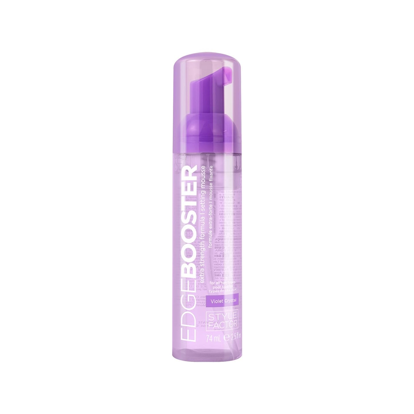 Style Factor EDGE BOOSTER Extra Strength Setting Mousse Travel Size – Frizz Control, Extra Volume, and Conditioning – 2.5oz Violet Crystal Mousse for Curly Hair