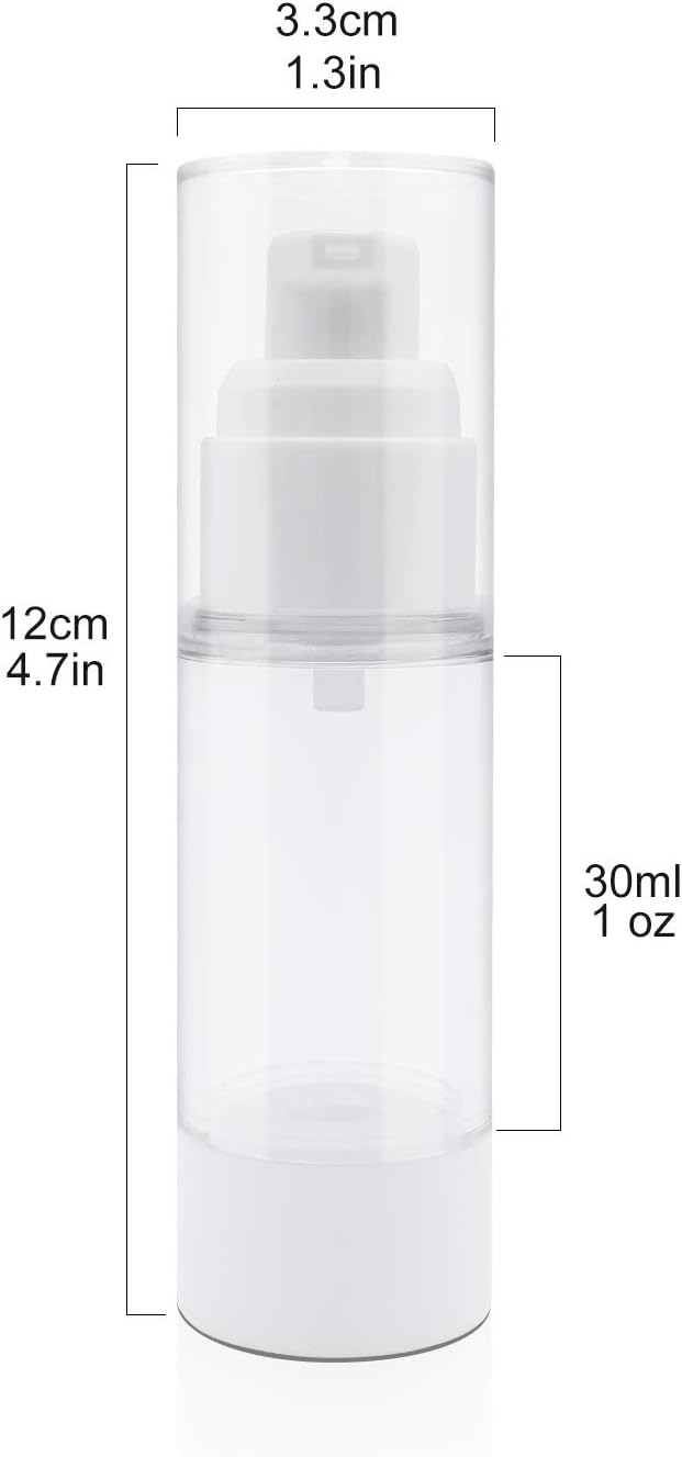 TRENDBOX 30ml / 1oz Airless Vaccum Pump Travel Bottles for Lotions, Cream - 4 Pack