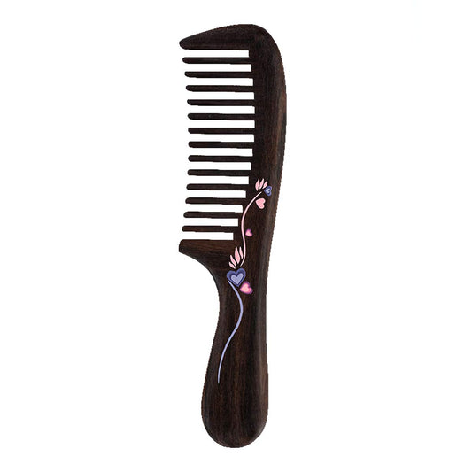 TAN MUJIANG Natural Wood Comb, Handmade Decorative women Hair Comb Tools Salon for Detangling and Styling Wet or Dry Curly, Thick, Wavy, or Straight Hair 7.1" Long Waist comb