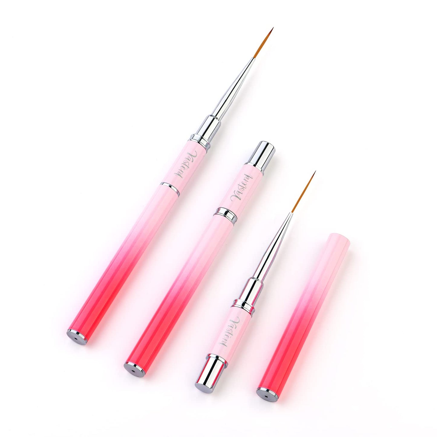 Yasterd Nail Art Brushes, 5pcs Long Nail Art Line Brushes for Details, Fine Designs, Thin Nail Design Brush Set Gel Polish Painting Pens Nail Brushes for Nail Art Sizes 7/9/14/20/25mm