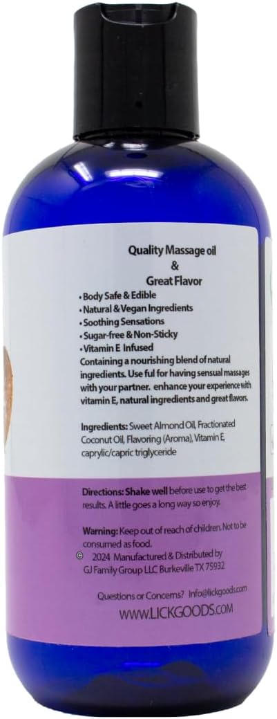Lick Pineapple Passion Flavored Massage Oil – Sweet, Tropical, Body Safe for Intimacy & Romance, 8 oz