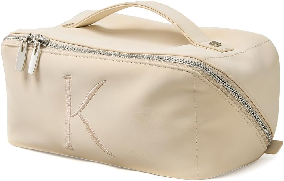 EACHY Travel Makeup Bag,Large Capacity Cosmetic Bags for Women,Waterproof Portable Pouch Open Flat Toiletry Bag Pattern Makeup Bag