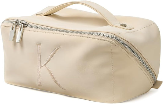 EACHY Travel Makeup Bag,Large Capacity Cosmetic Bags for Women,Waterproof Portable Pouch Open Flat Toiletry Bag Pattern Makeup Bag