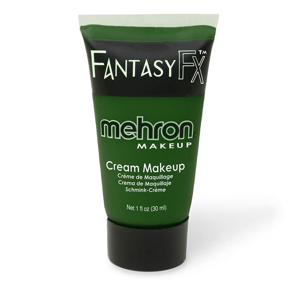 Mehron Makeup Fantasy FX Cream Makeup | Water Based | Halloween | Green Face Paint & Body Paint For Adults 1 fl oz (30ml) (GREEN)