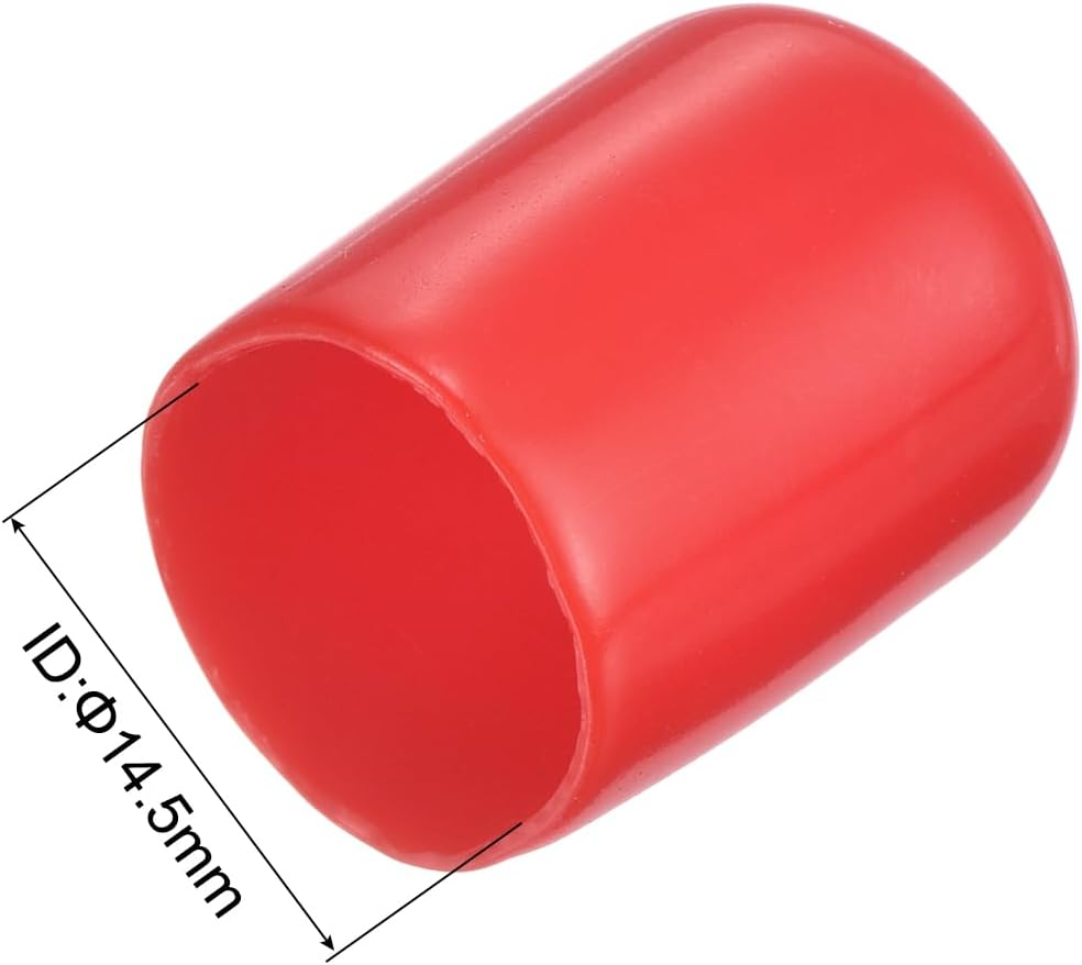 uxcell 50pcs Rubber End Caps 14.5mm(9/16") ID Vinyl PVC Round Tube Bolt Cap Cover Screw Thread Protectors Red