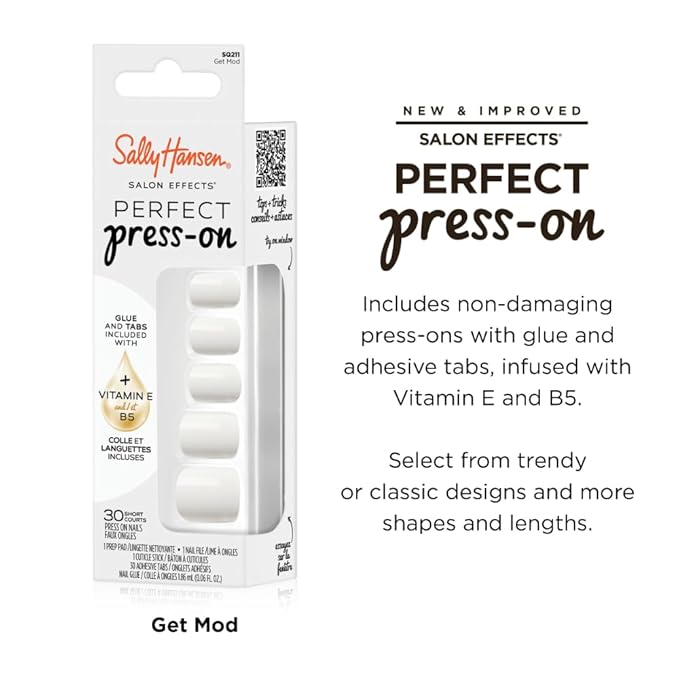 Sally Hansen Instant Cuticle Remover & Salon Effects Perfect Press-On Nails, Get Mod Design, 30 Options