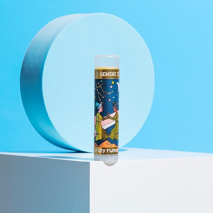 Crazy Rumors Gemini Zodiac All Natural, Plant Based Lip Balm to Moisturize and Nourish your Lips - Air Blend (Vanilla Cream, Fresh Berry and Botanical Lavender)