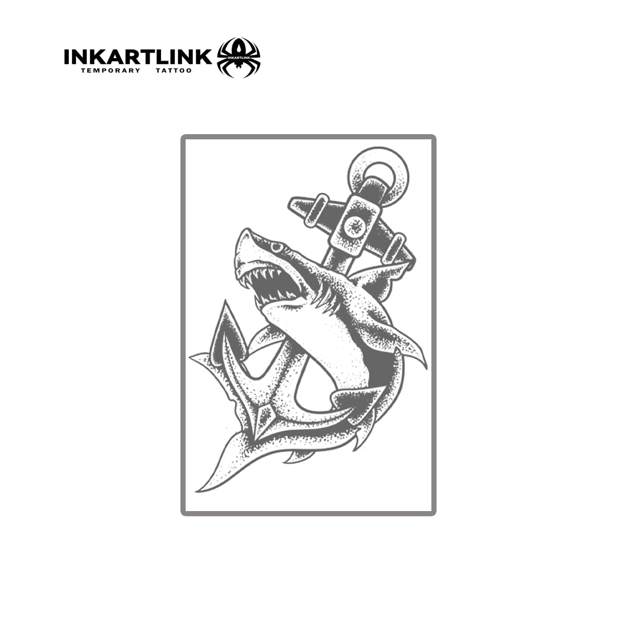 INKARTLINK Semi Permanent Tattoo, creative party tattoo, exquisite and realistic design, interesting tattoo experience, cruelty-free, non-reflective, waterproof (Shark Anchor)