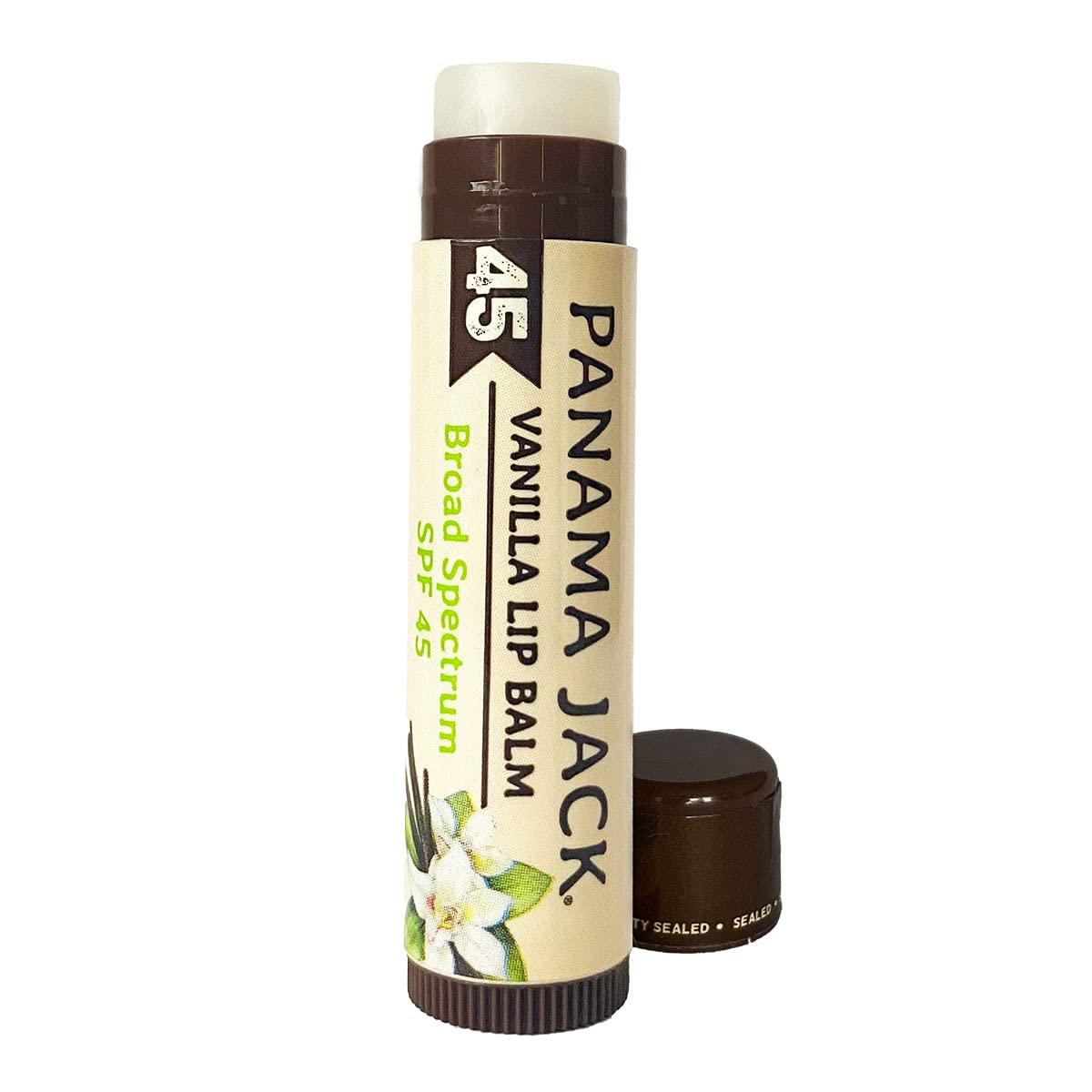 Panama Jack Sunscreen Lip Balm - SPF 45, Broad Spectrum UVA-UVB Sunscreen Protection, Prevents & Soothes Dry, Chapped Lips, Vanilla, 12-pack