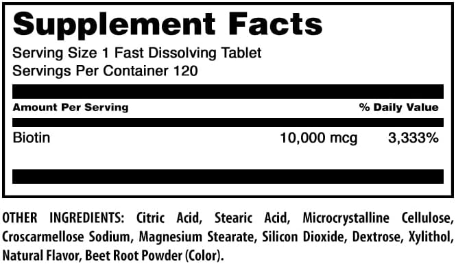 Amazing Formulas Biotin Fast Dissolve 10000 mcg Tablets Supplement | Strawberry Flavor | Vitamin B7 | Non-GMO | Gluten Free | Made in USA (120 Count)