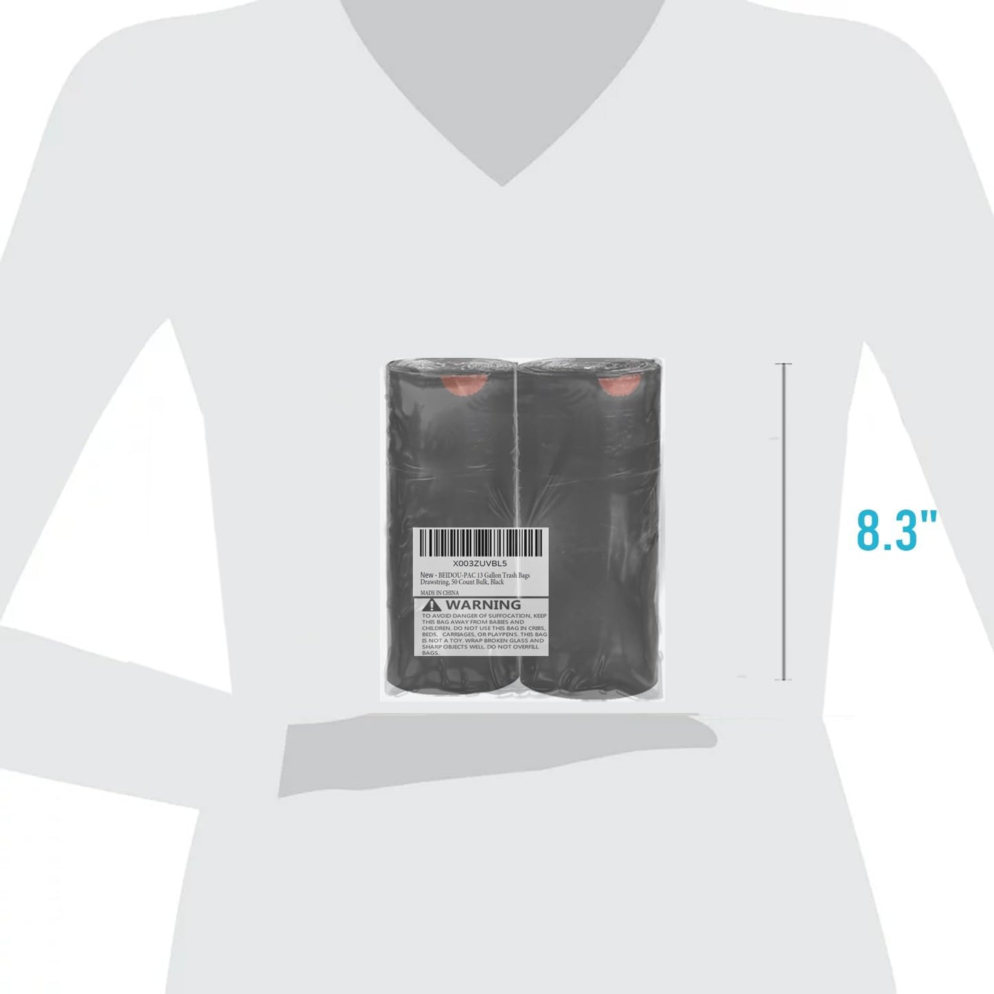 13 Gallon Trash Bags Drawstring, 50 Count Bulk, Black & Unscented Garbage Bags, Multi-purpose Tall Kitchen Trash Bags Can Liners for Business Home Commercial and Industrial