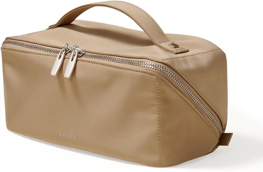 EACHY Travel Makeup Bag,Large Capacity Cosmetic Bags for Women,Waterproof Portable Pouch Open Flat Toiletry Bag Pattern Makeup Bag