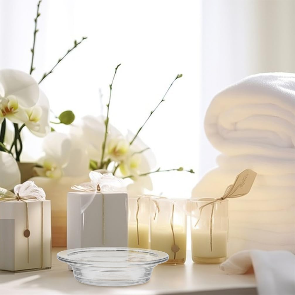 2Pcs Wax Warmer Replacement Dish, Replacement Wax Heating Tray, 4.5in Glass Aromatherapy Tray Candle Heating Bowl for Therapy Lamp Electric Lamps Oil and Tart