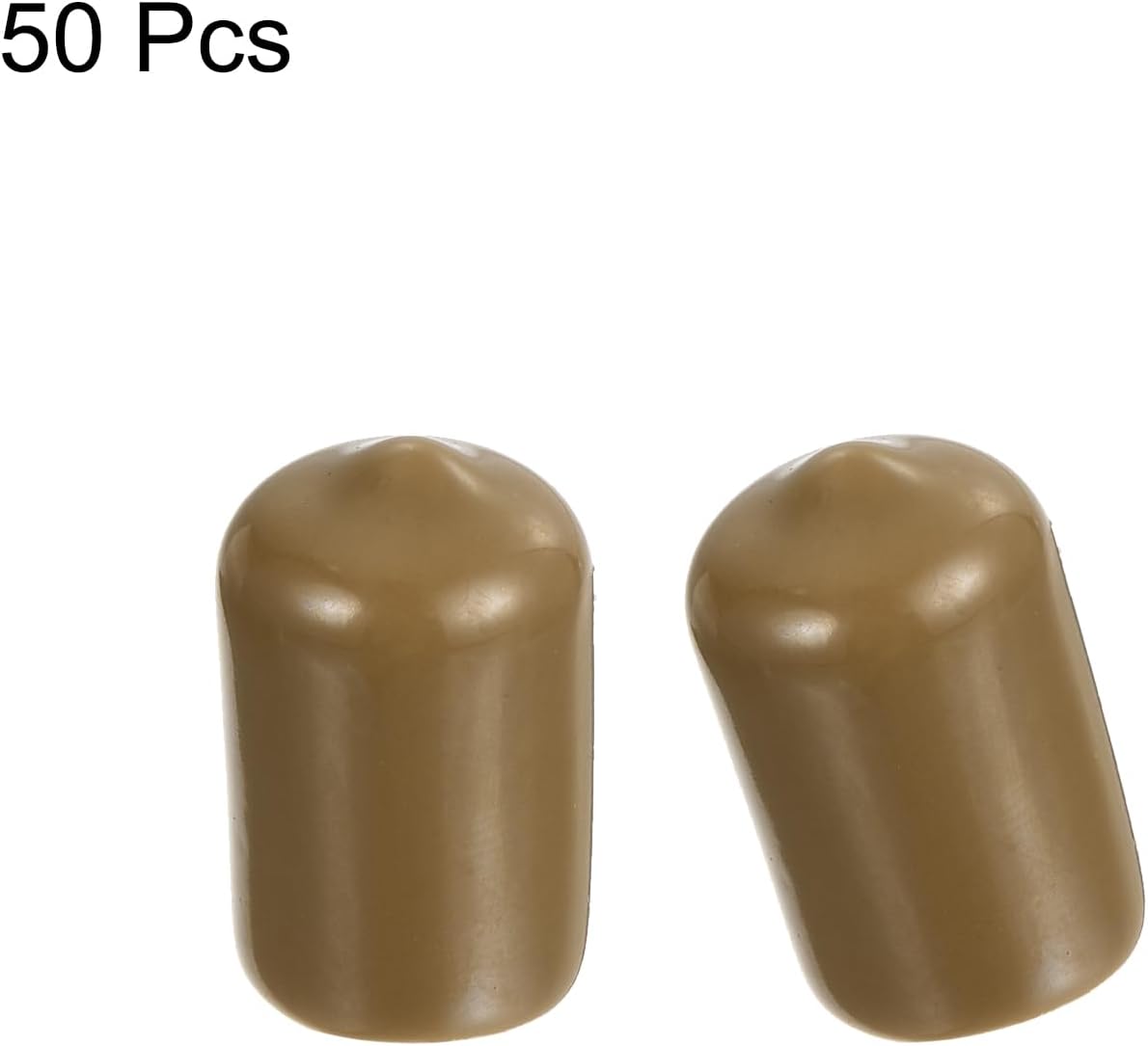 uxcell 50pcs Rubber End Caps 12.5mm(1/2 inch) ID Vinyl PVC Round Tube Bolt Cap Cover Screw Thread Protectors Light Brown