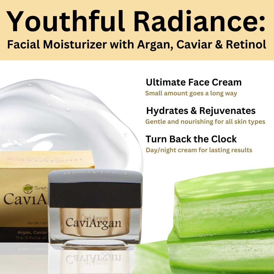 Essence Of Argan Caviargan Anti Aging Face Cream with Argan Oil, Matrixyl & Botanicals - Hydrating Face Moisturizer Wrinkle Cream - Anti-Aging Formulzza for Reducing Fine Lines and Dullness - 1 Fl Oz
