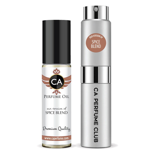 CA Perfume Duo Impression of Spice Blend For Women And Men Perfume Layering Set Long Lasting Travel Size EDP + Body Oil Roll-On Bottle 0.27 Fl Oz+0.33 Fl Oz
