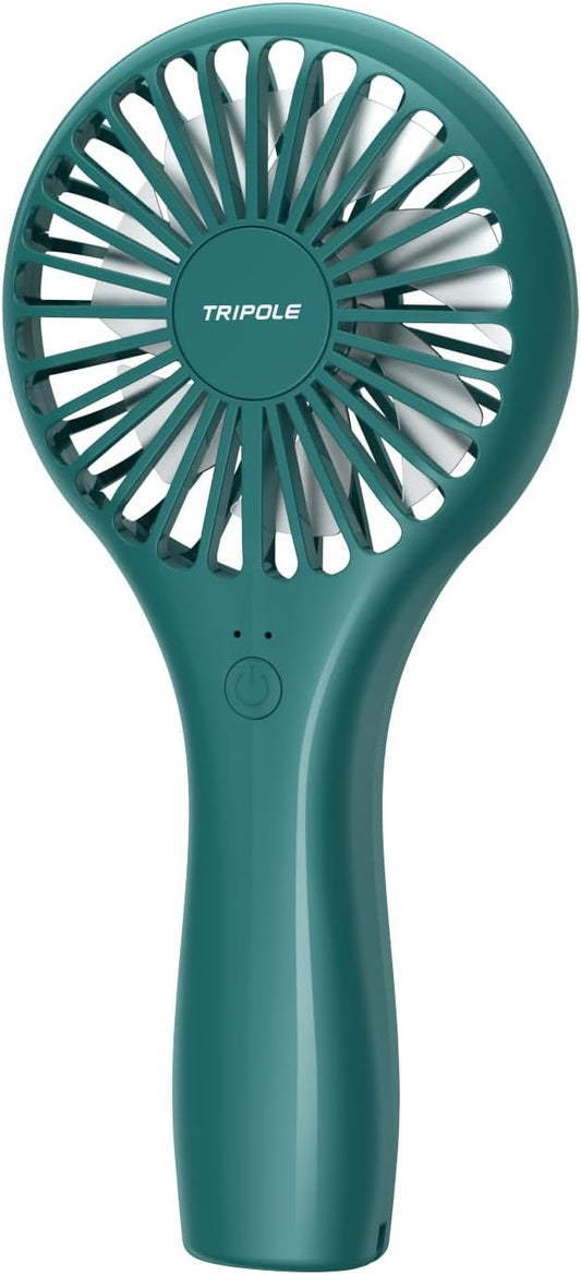 TriPole Mini Portable Handheld Fan - Personal Battery Operated, USB Rechargeable, Strong Wind, Small Electric Makeup Eyelash Fan for Stylish Women Kids Girls Travel Summer Retro Gifts, Dark Green