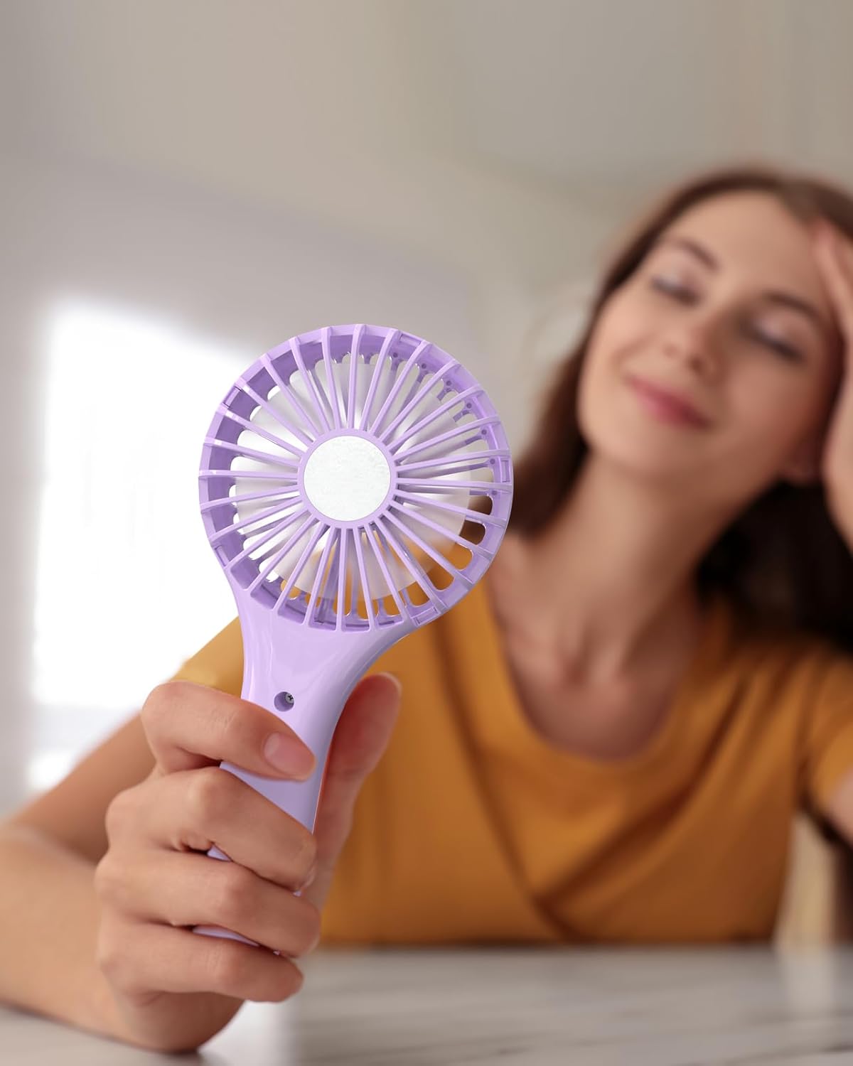 TriPole Handheld Mini Portable Fan, Personal Battery Travel Fan for Outdoor Trips Wedding Hot Flashes, Rechargeable & USB Powered, Small Lash Dryers for Eyelash Extensions, Purple