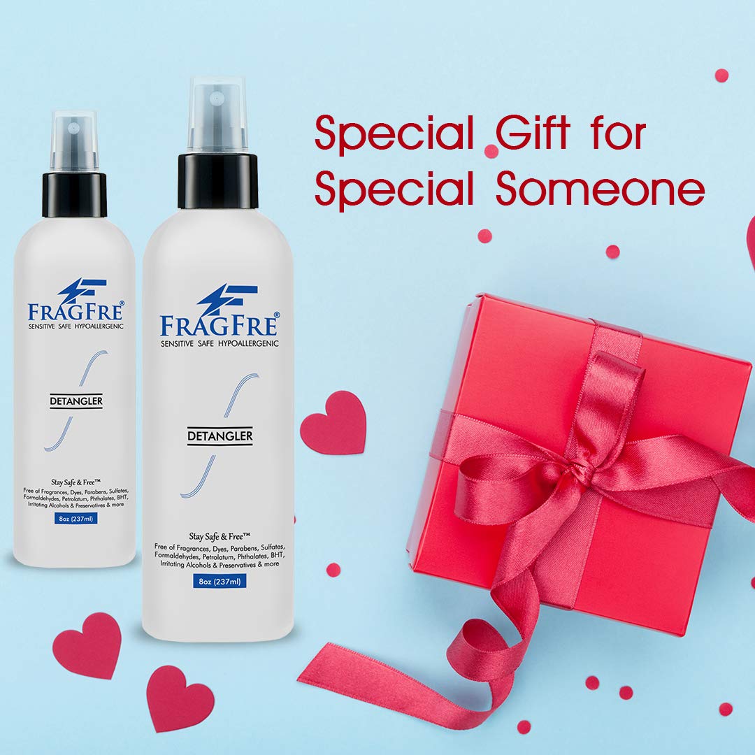 Detangler 8 oz (2-Pack Gift Set) - Fragrance Free Hypoallergenic Parabens Free - Hair Detangler Leave-in Conditioner for Sensitive Skin - Styling Heat Protectant - Vegan Cruelty/Gluten Free