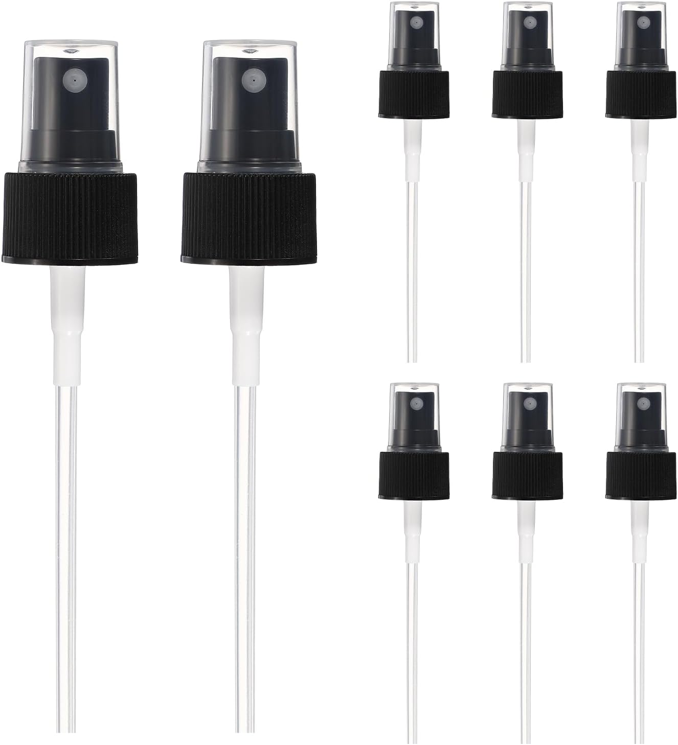 Fine Mist Spray Top, Spray Bottle Top Nozzle Sprayer Reusable Replacement for 24 Caliber Bottles Pump - Fitting For(Essential Oil Bottles/Perfumes/Cleaning Solution) 8 Pcs & Black