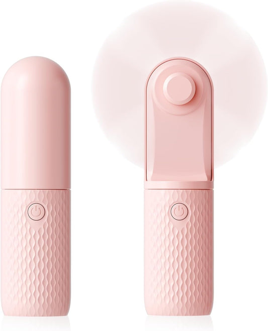 Handheld Mini Fan, Rechargeable Battery Operated small Portable Fan Up to 15 Working Hours, Powerful Safety Design Pocket Fans for Travel/Outdoor/Concert/Beach/Make-up, Gifts for Mom, Teens, Pink
