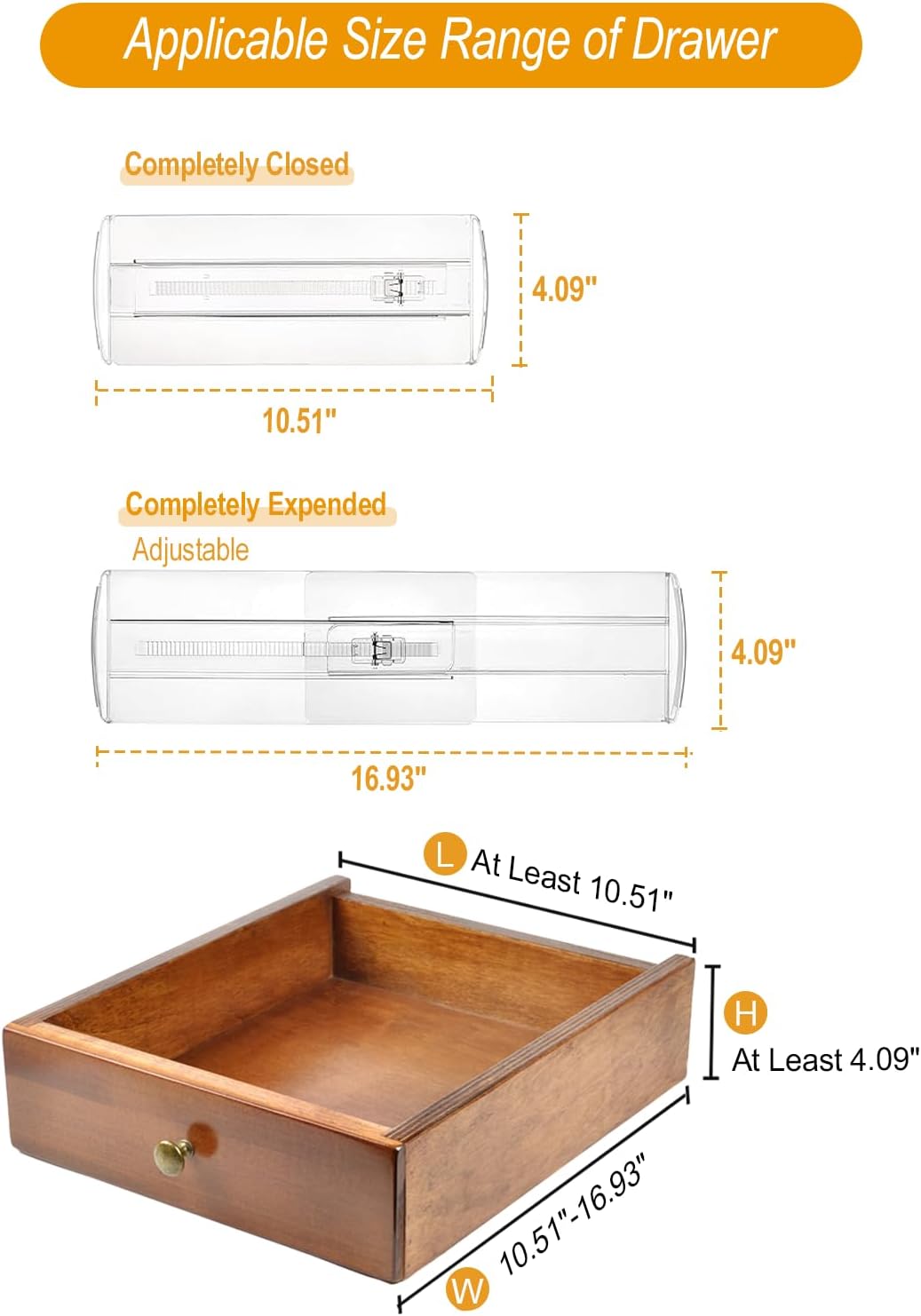 8 Pack 4" High Drawer Dividers for Clothes, 10"-17" Expandable Drawer Dividers Adjustable Drawer Separators, Clear Dresser Drawer Organizer for Clothes, Underwear, Cosmetic, Kitchen Utensils Storage