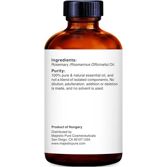 MAJESTIC PURE Rosemary Essential Oil | 100% Pure and Natural Rosemary Oil | Premium Grade Essential Oils for Hair Care, Home Diffusers, Skin, Aromatherapy, Massage and Humidifiers | 1 Fl Oz