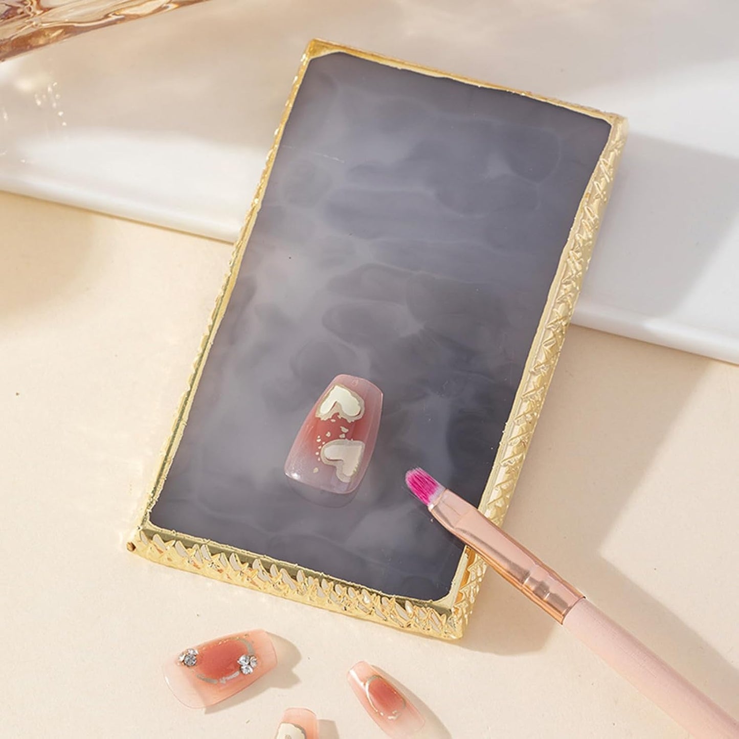 Resin Nail Art Palette Nail Polish Palette Nail Palette Nail Pallet for Nail Art (Gray)