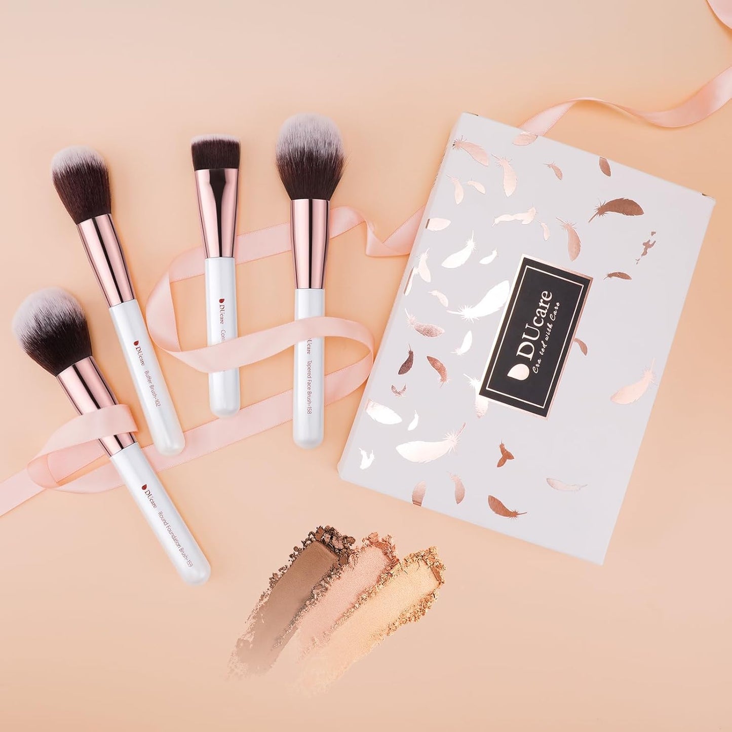DUcare Makeup Brushes Set Professional 27Pcs Makeup Brushes Premium Synthetic Kabuki Foundation Blending Face Powder Blush Concealers Eye Shadows Make Up Brushes Kit White