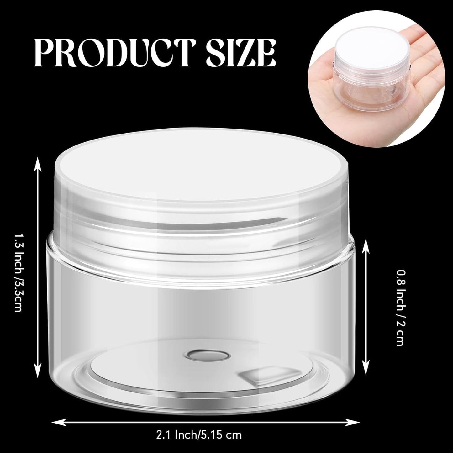 12 Pack 1 oz Plastic Container Jars with Lids Round Clear Travel Cosmetic Container Jars for Toiletries, Lotion, Cream, Ointments, Makeup, Rhinestone, Samples, Kitchen Storage (Clear)
