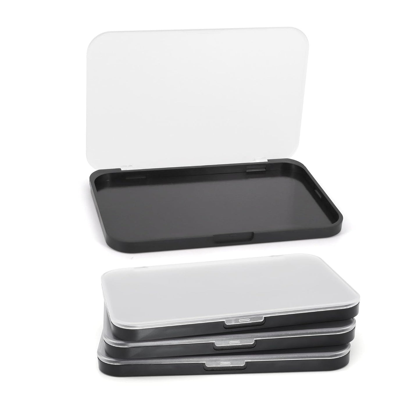 Magnetic Makeup Palette with Frosted Clear Top, 3Pack Empty Eyeshadow Dispensing Storage Box with 60Pcs Adhesive Metal Stickers for DIY Cosmetics Blush Powder-6.69"X4.41"Palette