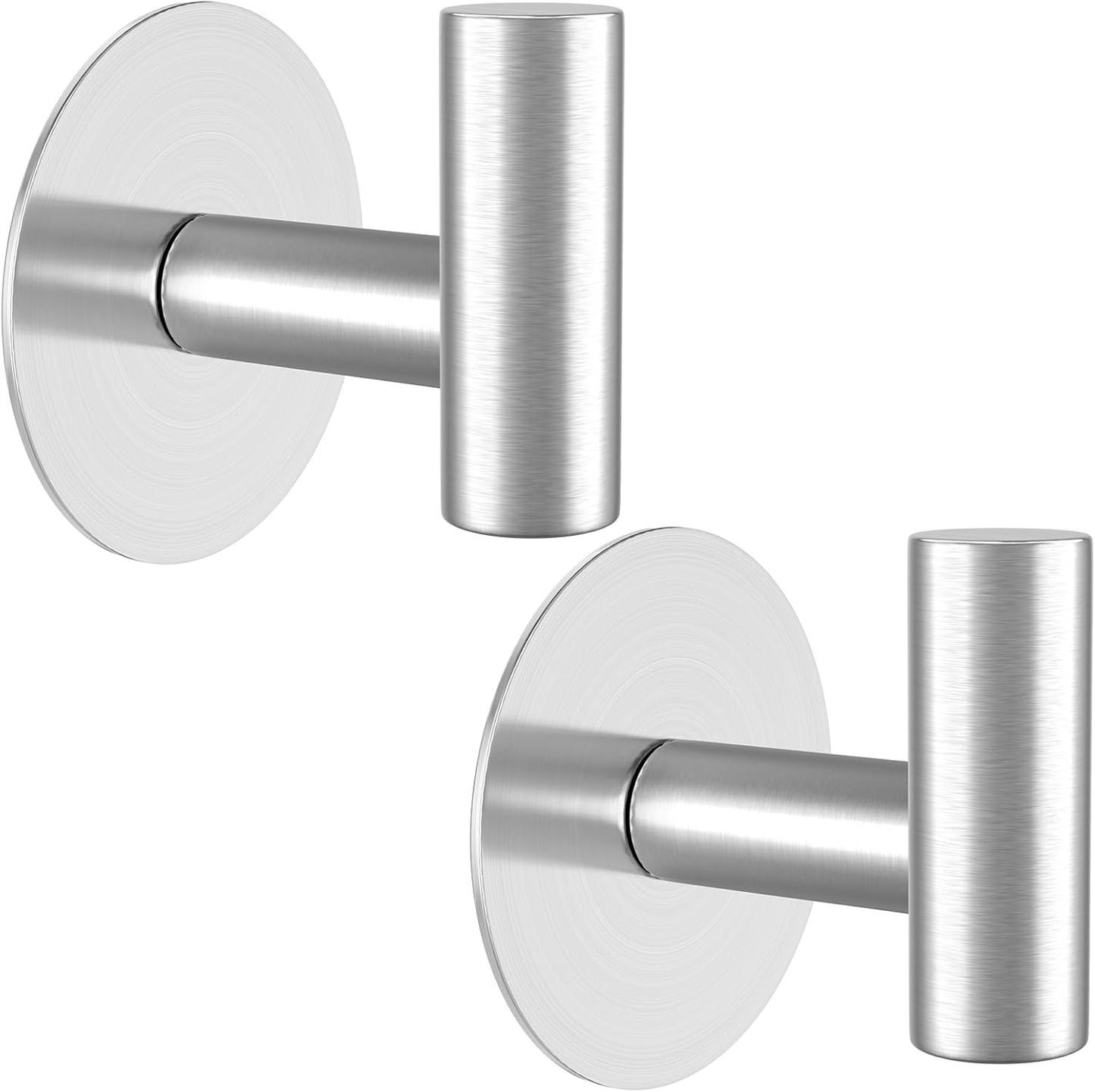 Heavy Duty Self-Adhesive Coat Hooks, Stainless Steel Towel Hooks for Bags, Towels, Robes, Hats, Aprons – No Drill Bathroom, Kitchen, Hotel Wall Hooks (2 Pack, Silver)