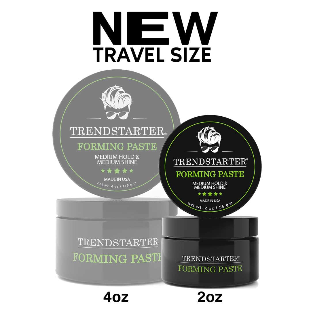 TRENDSTARTER - FORMING PASTE (2oz) - Travel Size - Medium Hold - Medium Shine - Lightweight Water-Based Hair Pomade Cream - Flake-Free Hair Paste for All Hair Types