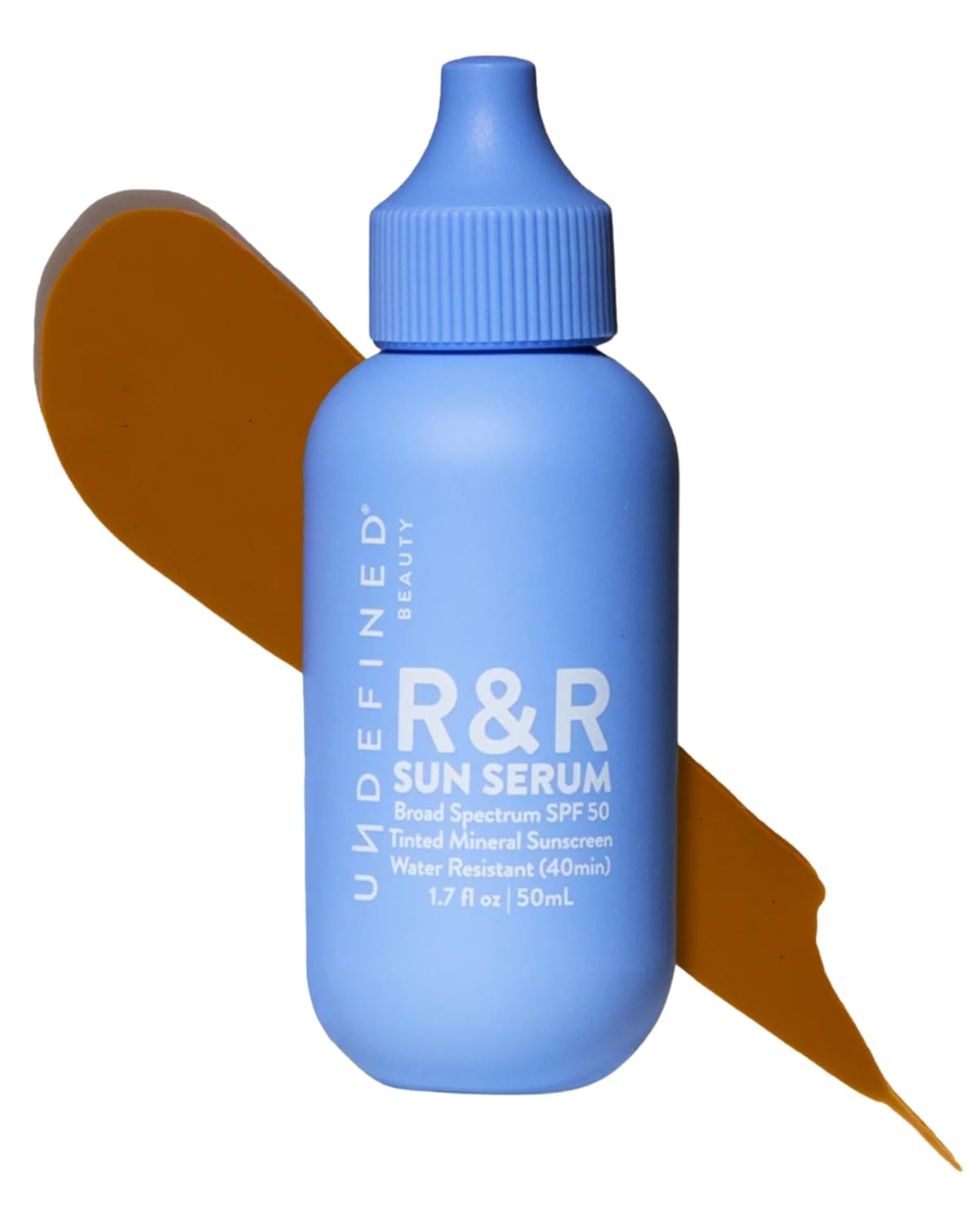 Undefined Beauty R&R Sun Serum SPF 50 PA++++ Tinted Mineral Sunscreen with Niacinamide, Water Resistant Broad Spectrum Protection & Blue Light Defense (Deep Tint)