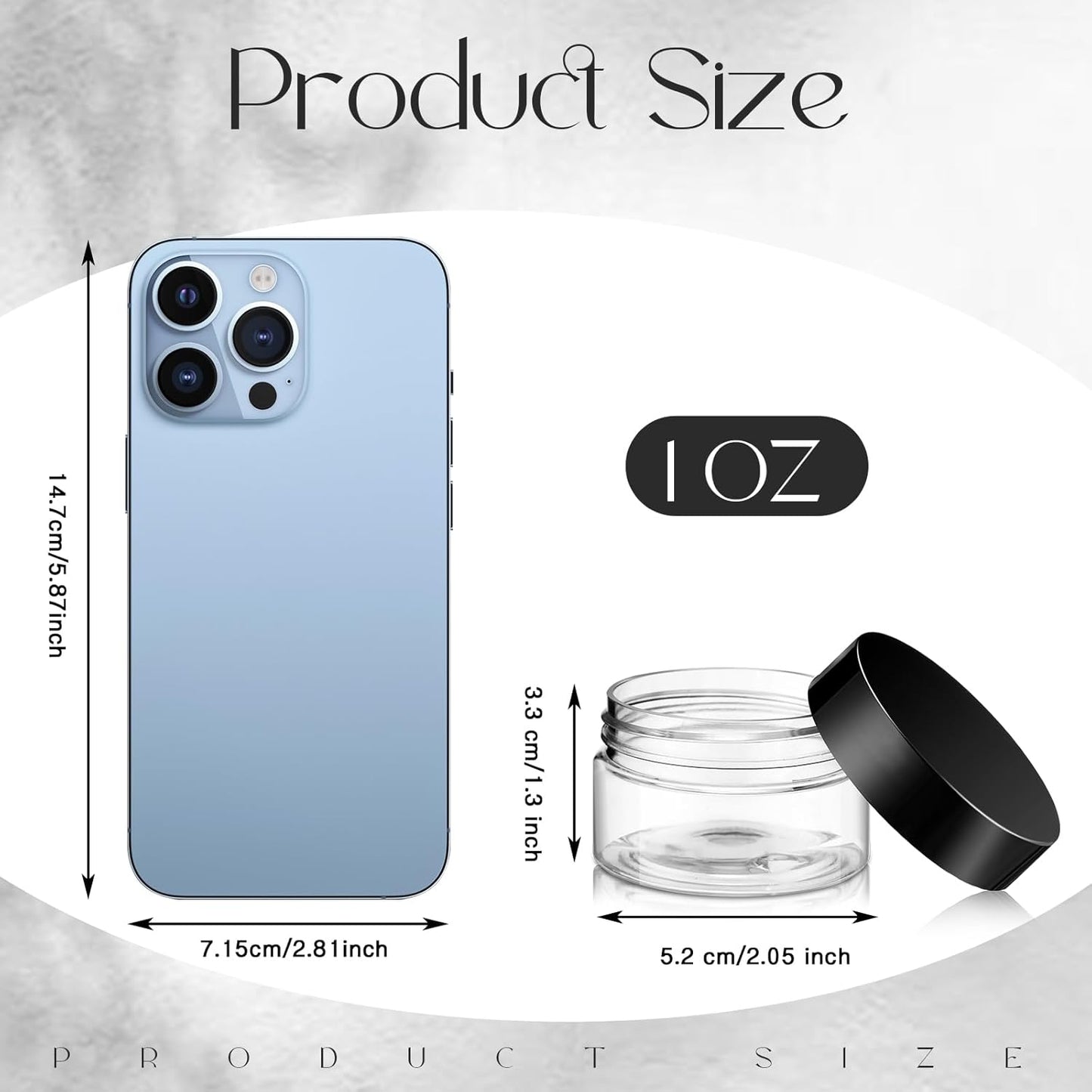 SATINIOR 100 Pcs Plastic Jars with Lids Small Containers Lids Wide Mouth Small Plastic Containers for Lotion Cream Rhinestones Body Butters Travel Storage(1 oz,Black)