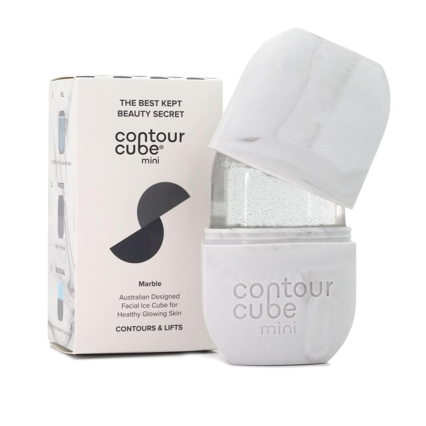 Contour Cube Mini - Revolutionary Ice Roller for Sculpting & De-Puffing - Face Ice Roller & Massager - Ice Mold for Face - Compact Skin Care Tools for Daily Skincare & Travel - Marble